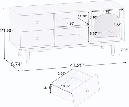 Modern Elegant White TV Stand Tables With Storage Compartments and Glass Door Cabinet