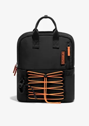 Multi-Pocket Nylon Backpack Black   Custom Set Orange