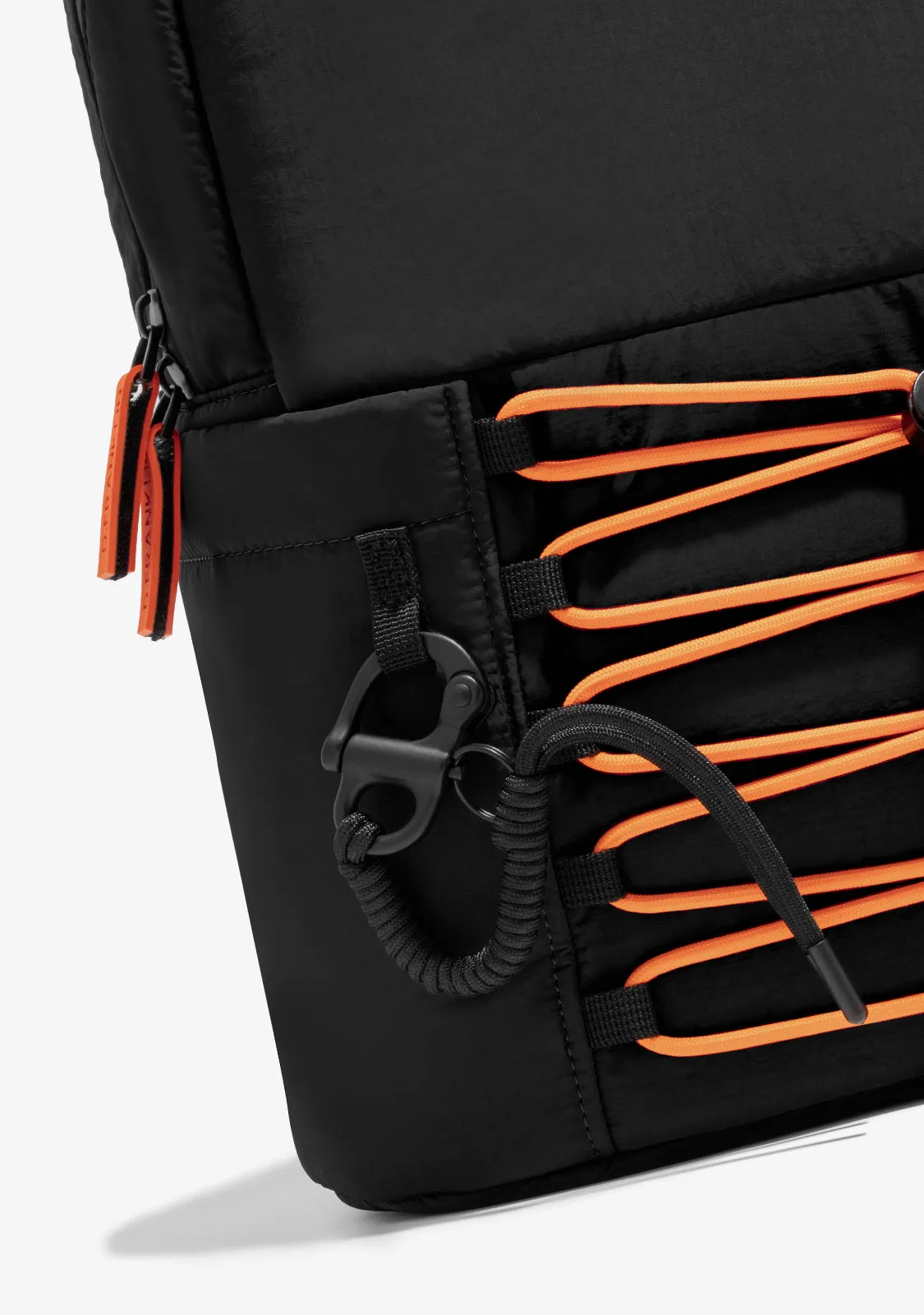 Multi-Pocket Nylon Backpack Black   Custom Set Orange