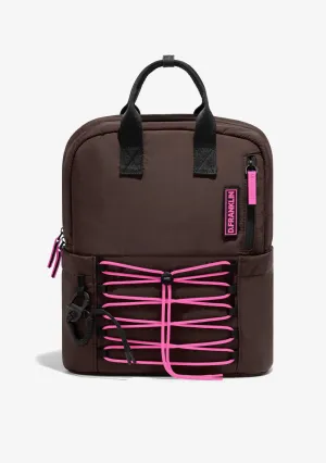 Multi-Pocket Nylon Backpack Brown   Custom Set Fuchsia