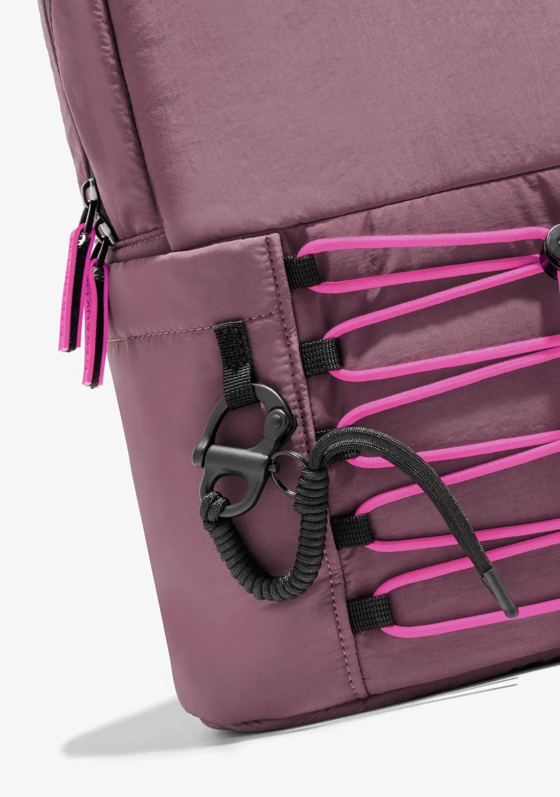 Multi-Pocket Nylon Backpack Pink   Custom Set Fuchsia