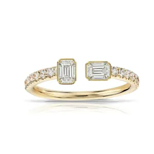 Multishape Diamond Bezels Statement Pave Cuff Ring