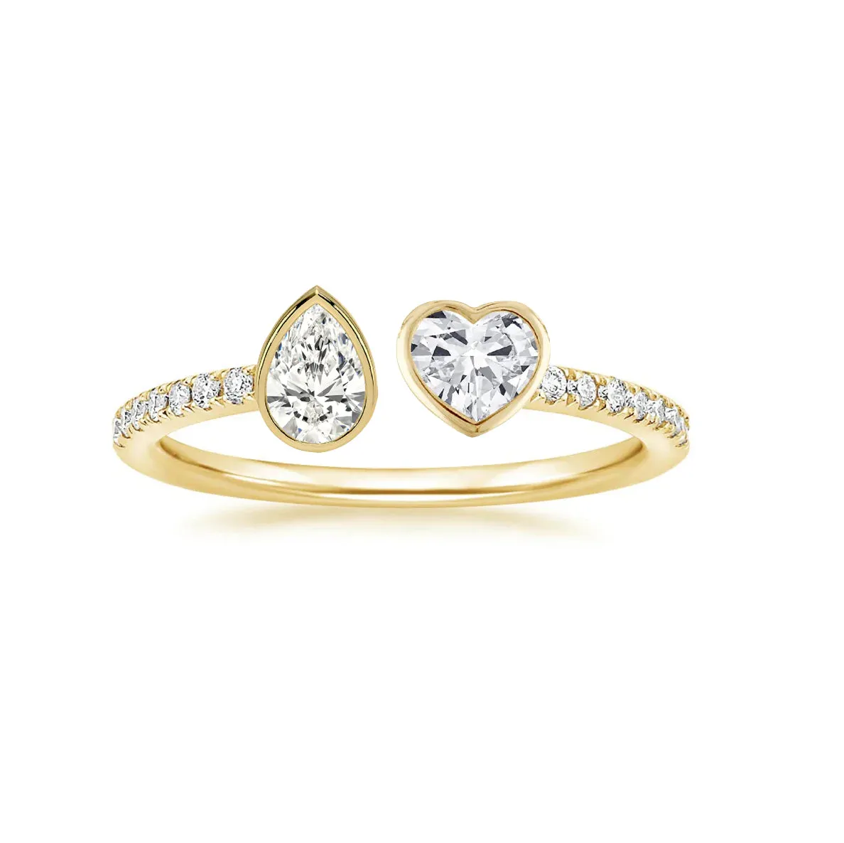 Multishape Diamond Bezels Statement Pave Cuff Ring