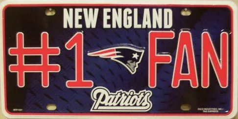 New England Patriots NFL Fan Metal License Plate