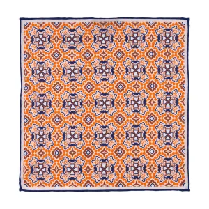 Orange Ornamental Fantasy Twill Silk Pocket Square