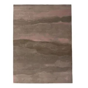 Pink & Brown Contemporary Tibetan Wool Silk Blend Rug - 9' x 12'