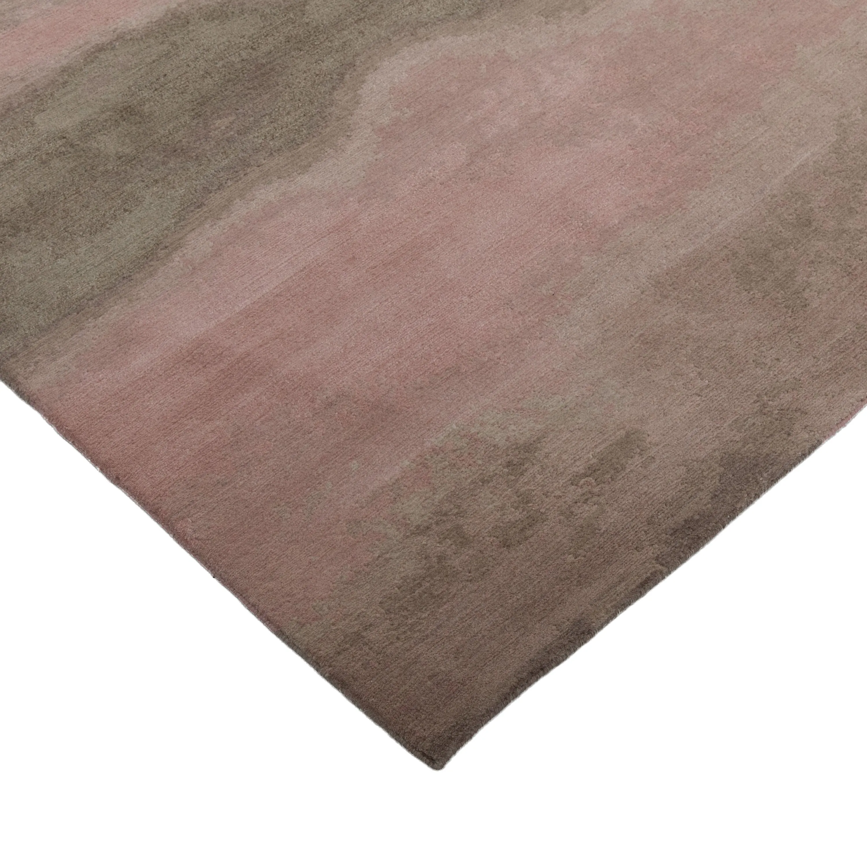 Pink & Brown Contemporary Tibetan Wool Silk Blend Rug - 9' x 12'