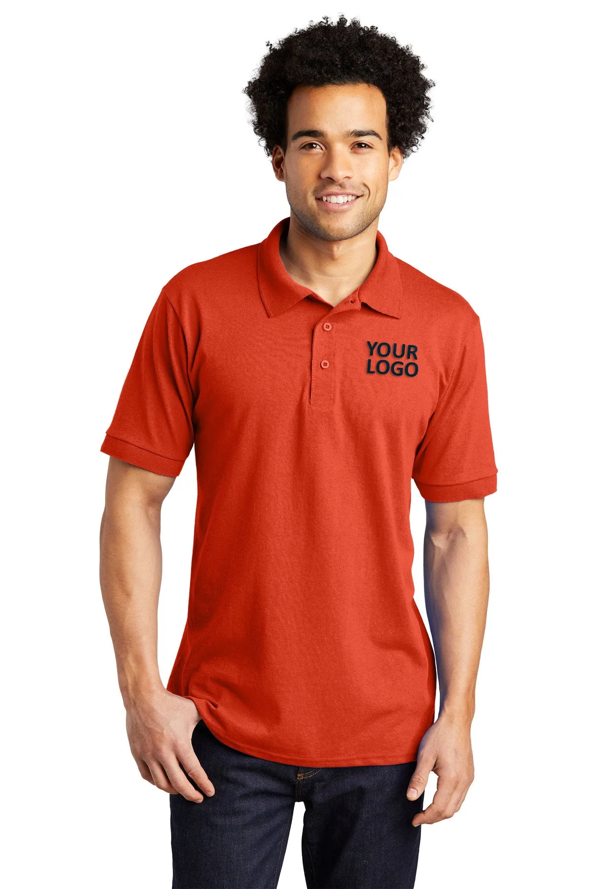 Port & Company Tall Jersey Knit Custom Polos, Orange