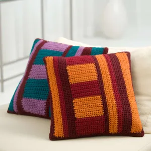 Red Heart Crochet Mod Striped Pillows