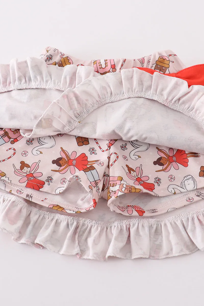 Red nutcracker girl skirt set