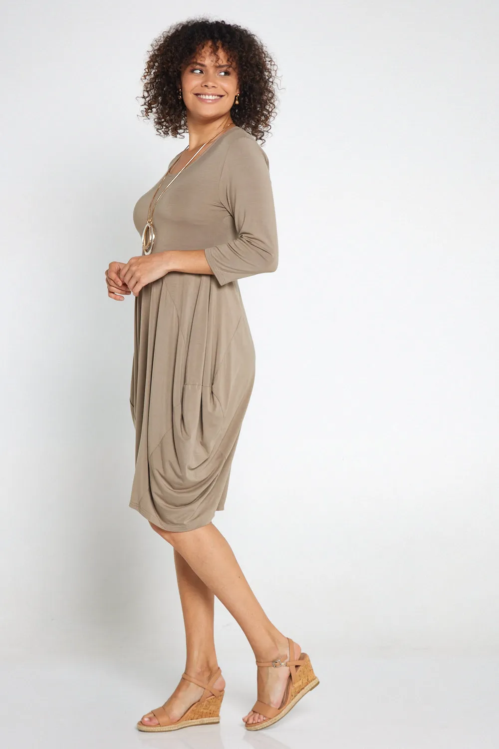 Sarika Butter Soft Bounce Dress - Beige