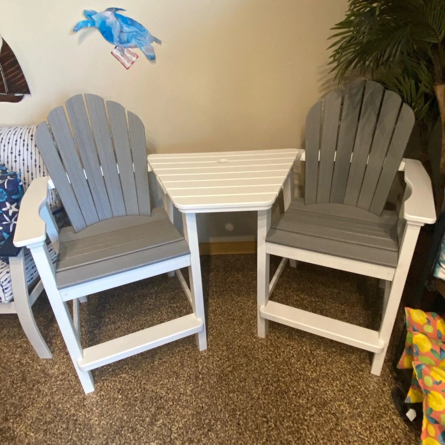 Seaside Casual Grey Adirondack Tete-A-Tete Balcony Set