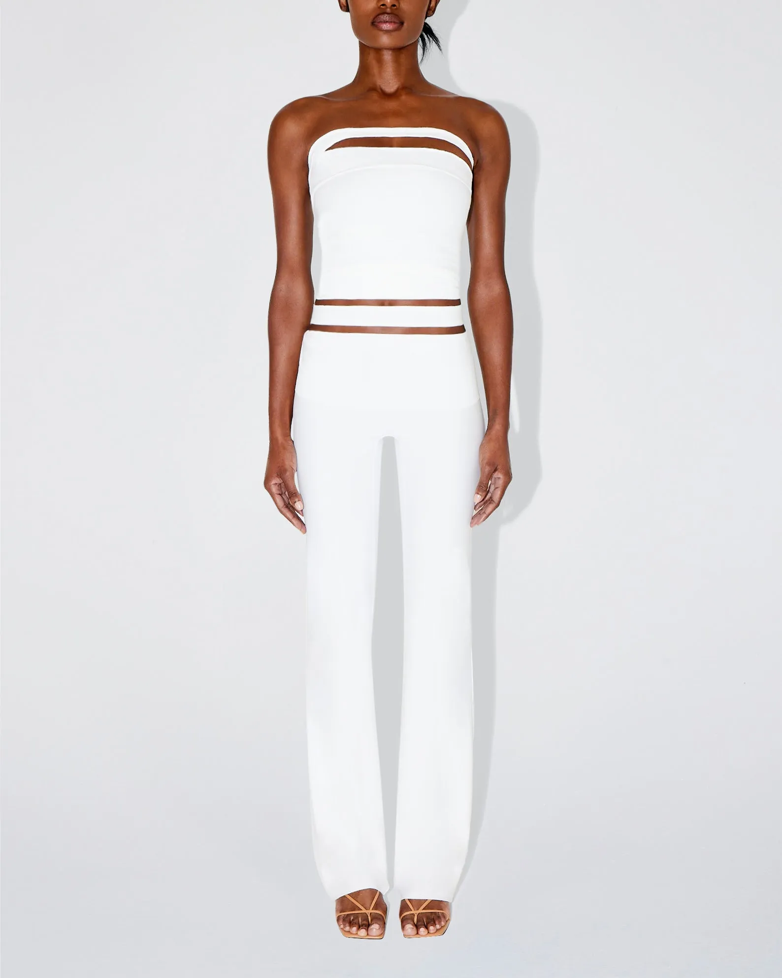 Sleek Stretch Cutout Foldover Pant | Bright White