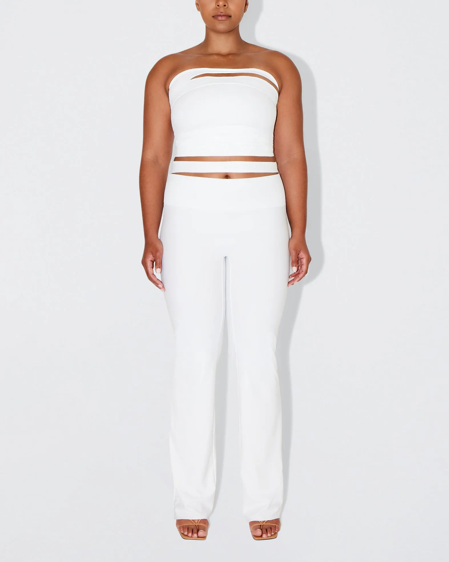 Sleek Stretch Cutout Foldover Pant | Bright White