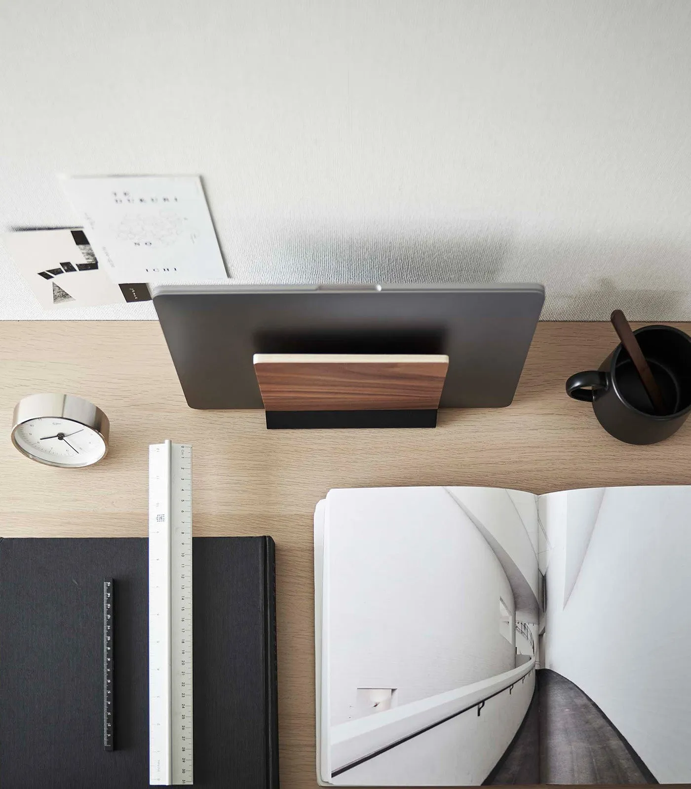 Slim Laptop Stand - Steel   Wood