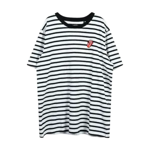 Striped Embroidered Tongue T-Shirt