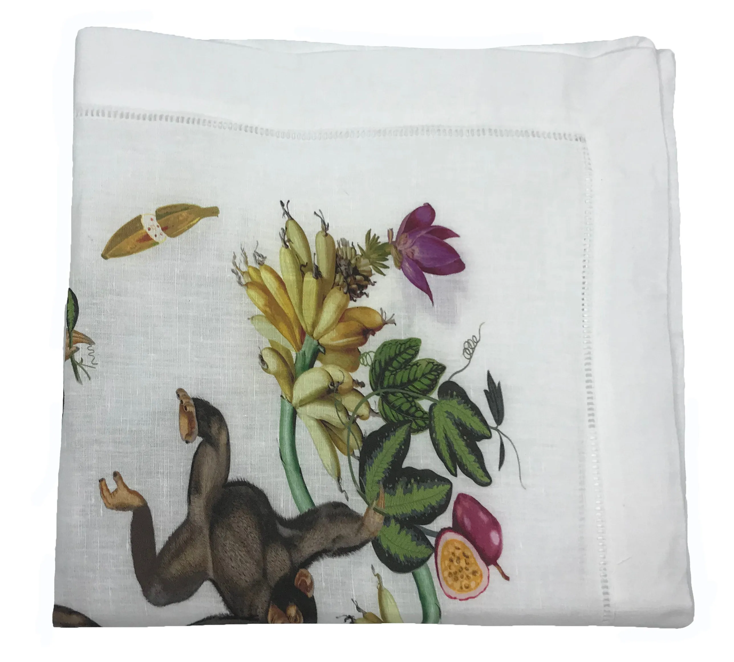 SWINGING MONKEYS 22"X22" HEMSTITCH DINNER NAPKIN, SET OF 4