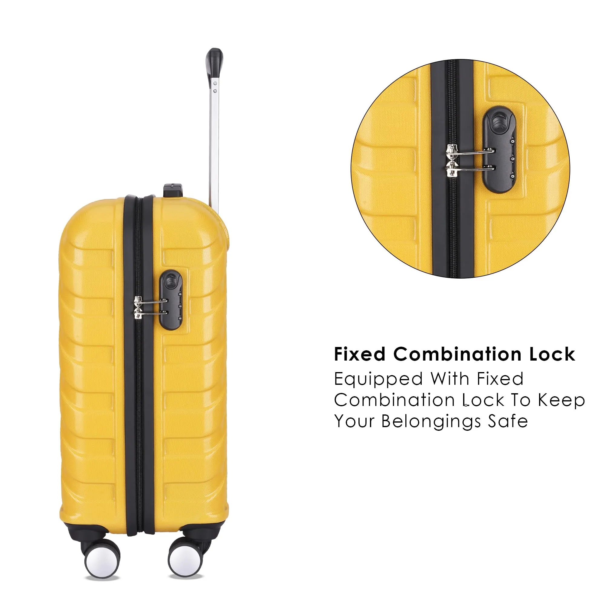 THE CLOWNFISH Wanderwheels Series Luggage ABS Hard Case Suitcase Eight Wheel Trolley Bag- Sunshine Yellow (52 cm- 20.5 inch)