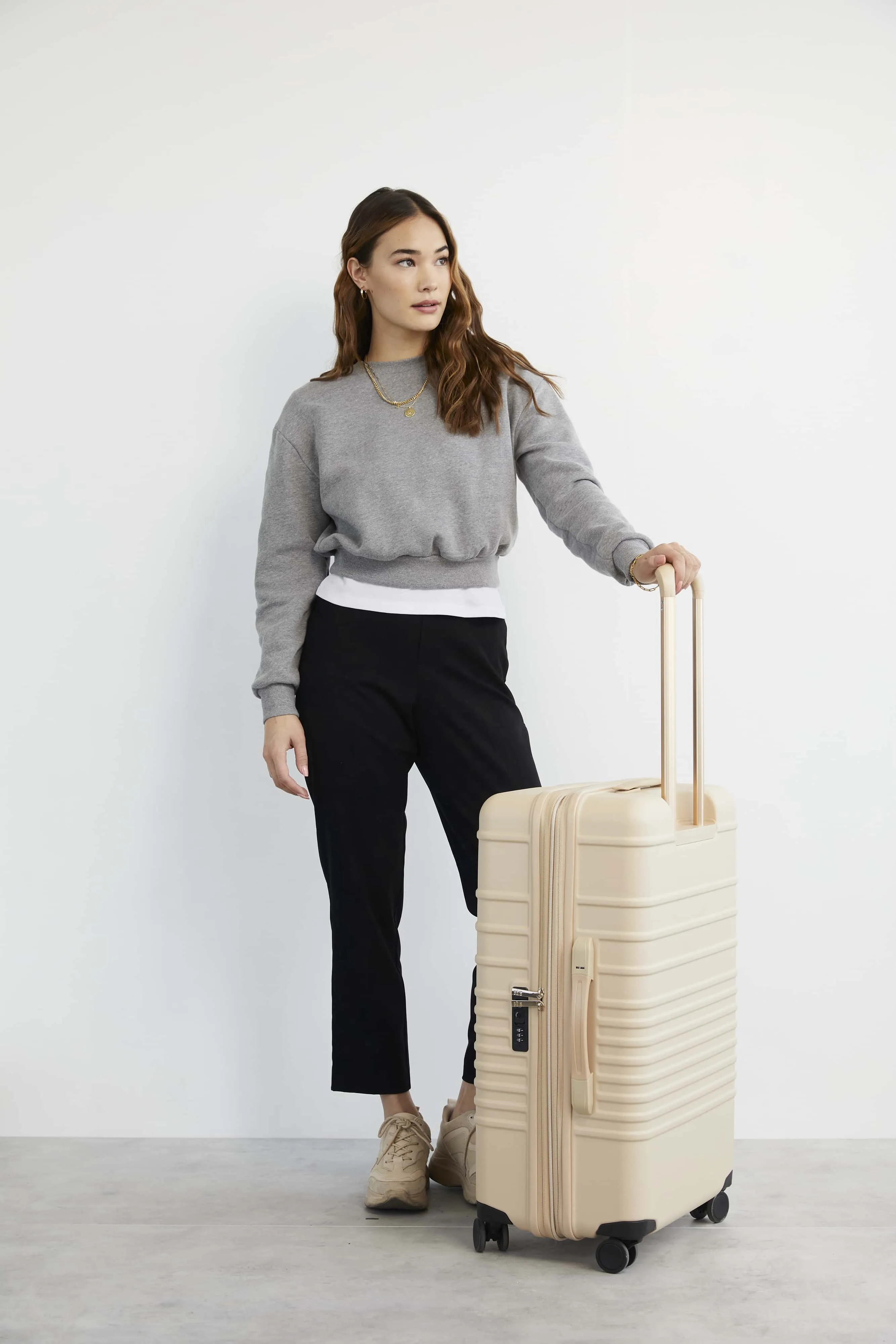 The Medium Check-In Roller in Beige