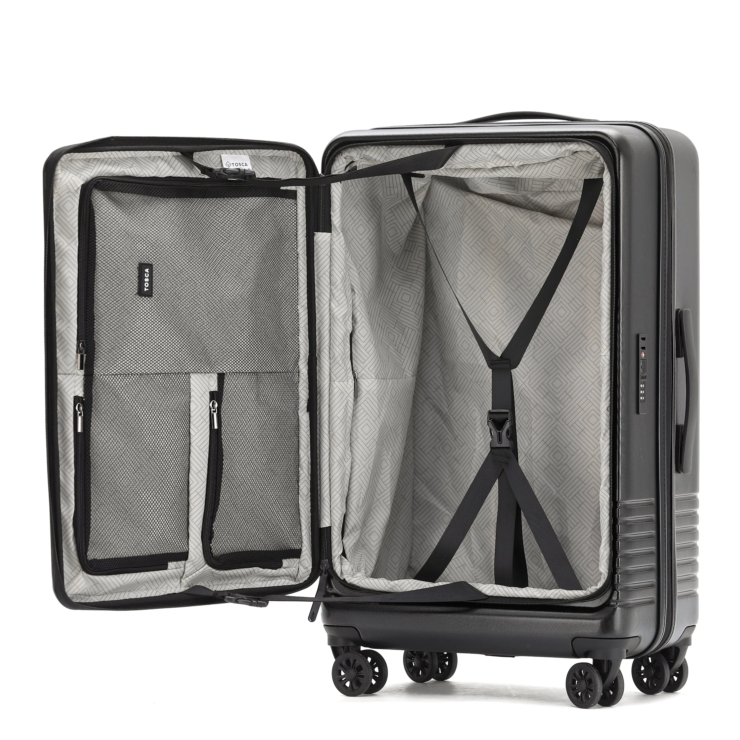 Tosca - TCA644 Horizon Front lid opening Set of 3 suitcases - Black