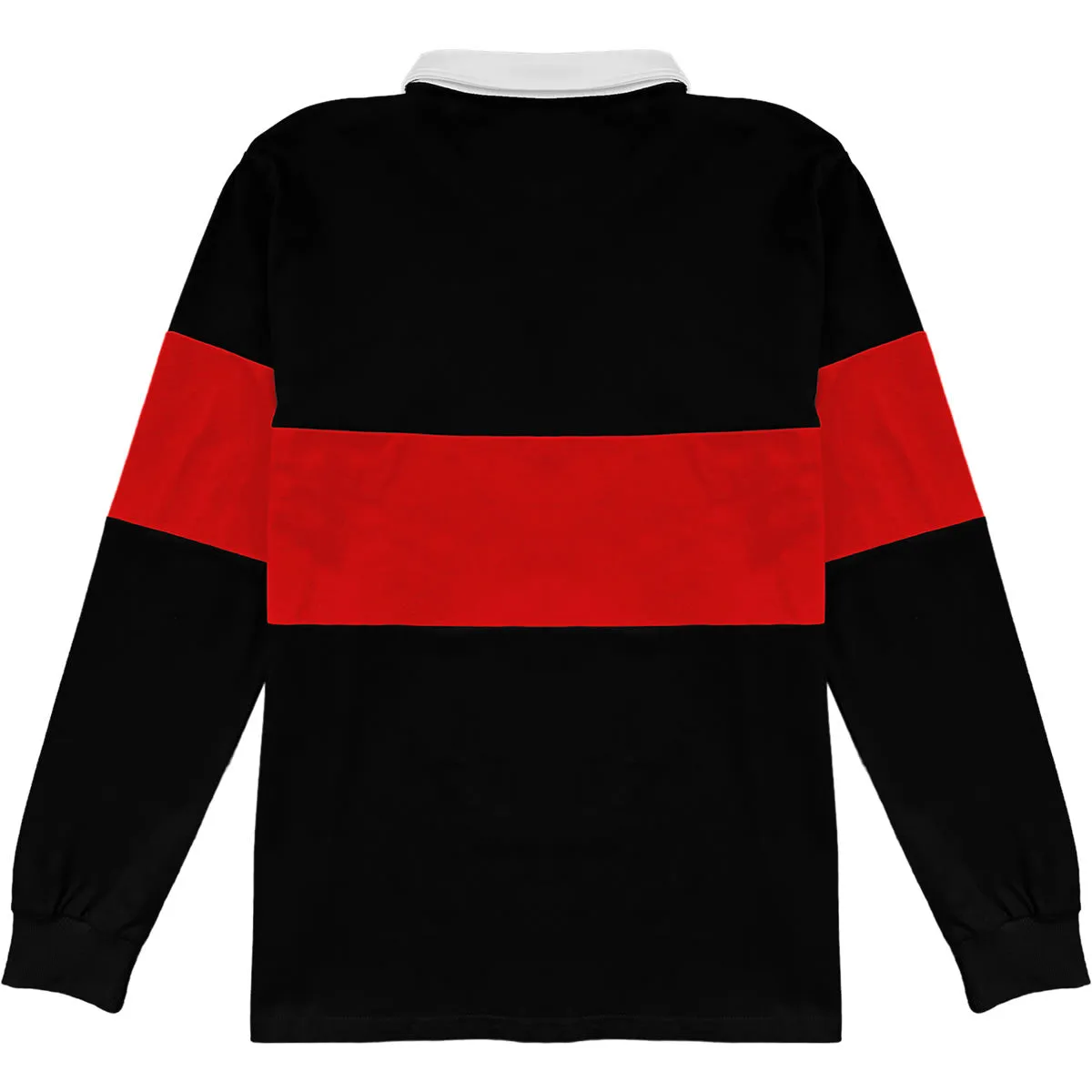 Traditional Black And Red Striped Mens Long Sleeve Rugby Shirt