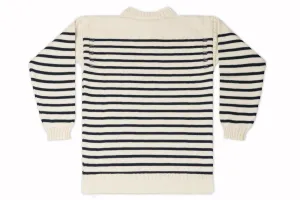 Traditional Guernsey Jumper In Cream & Navy Stripes