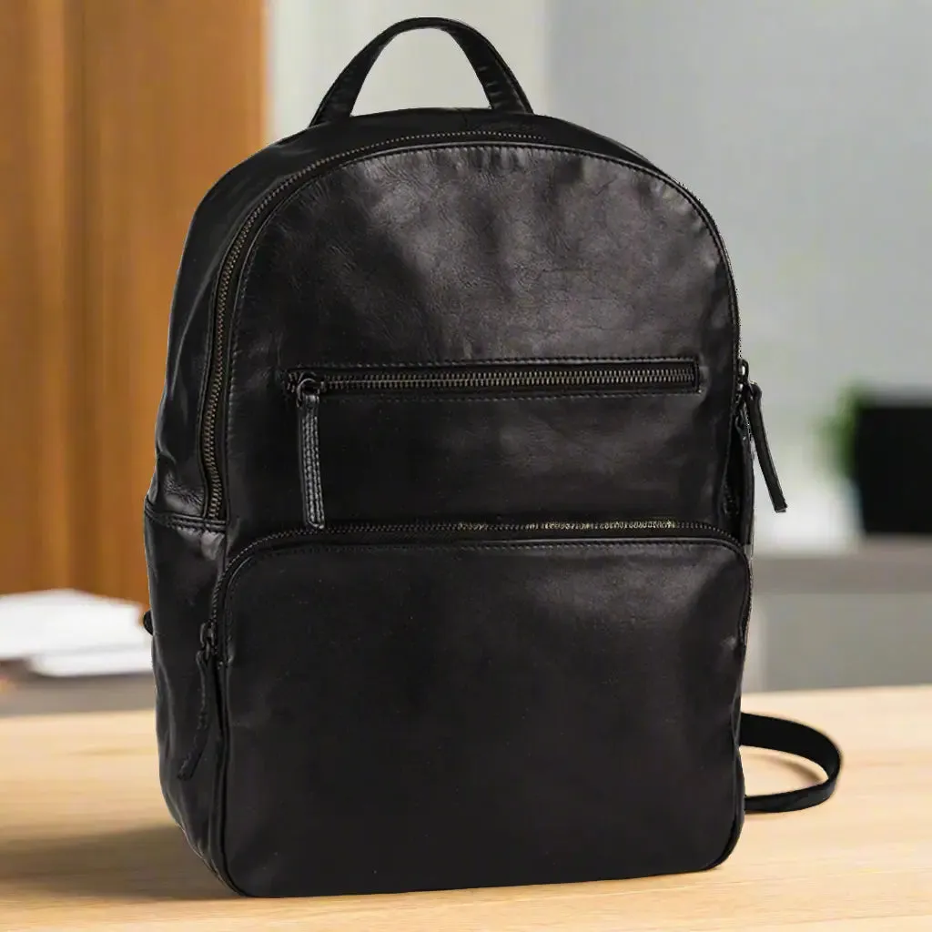 Two Strap Adjustable Leather Backpack