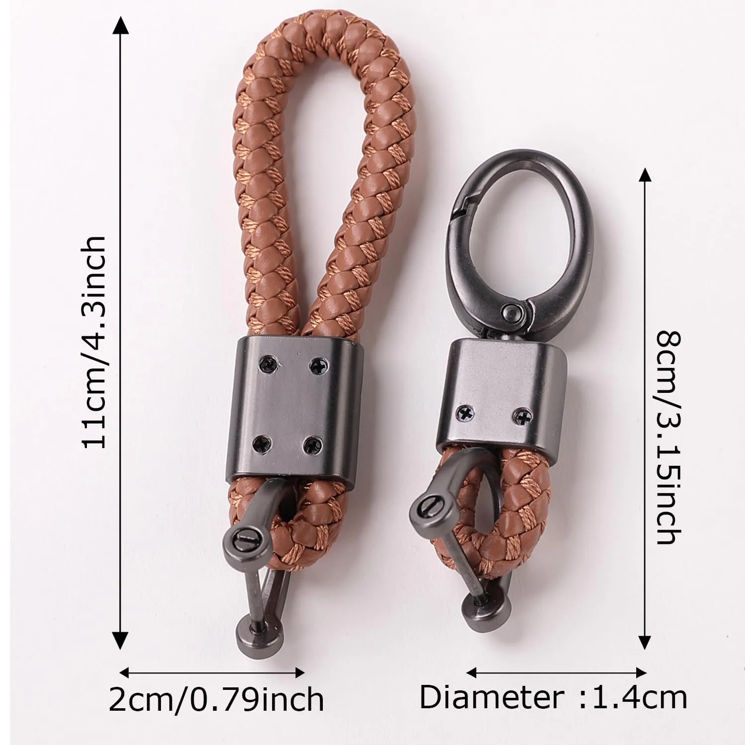 Urbane Home Keychain/Keyring/Key Tag|Car Key Clip, Key Holder, Key Organizer|Pack of 2 (Brown)