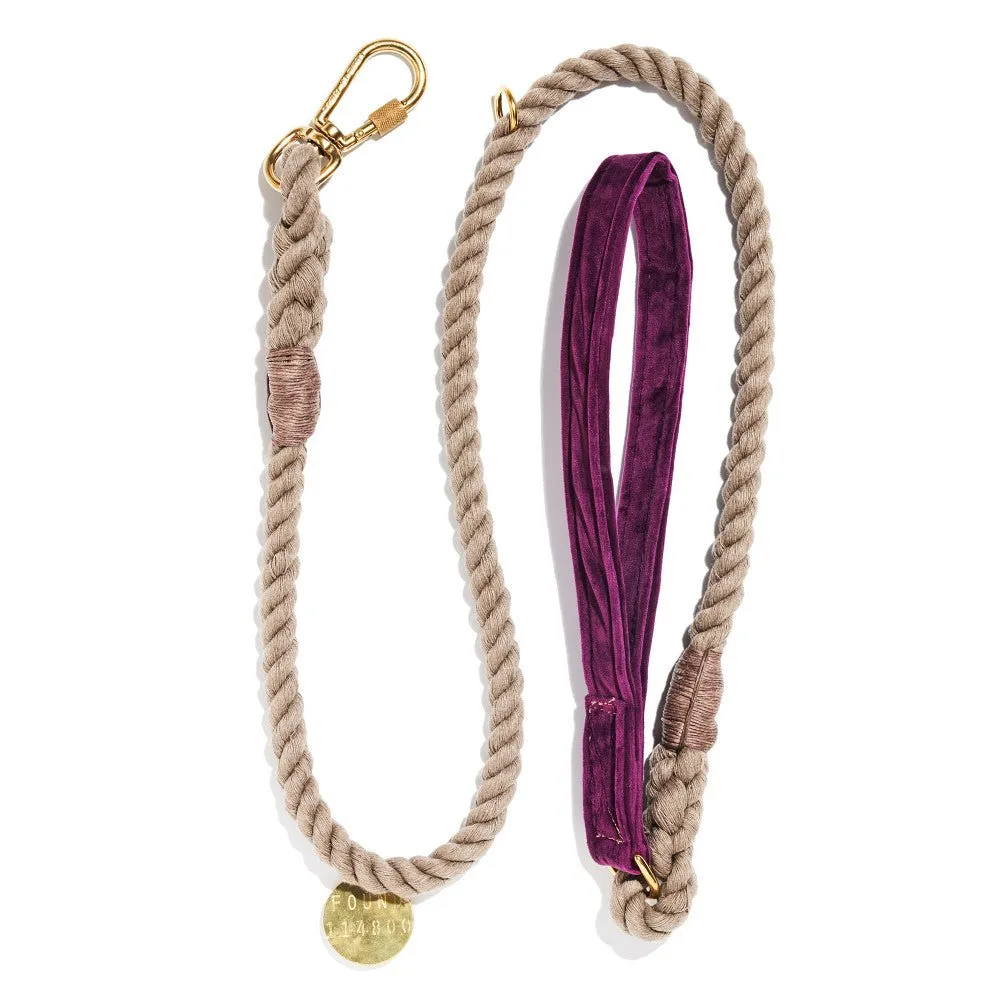 Washable Velvet Dog Leash Purple