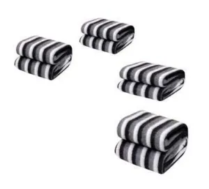 Wavva® Polyester & Polyester Blend 500 TC Blanket (Single_Black and White) Pack of 4