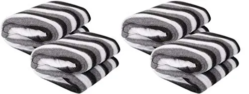 Wavva® Polyester & Polyester Blend 500 TC Blanket (Single_Black and White) Pack of 4