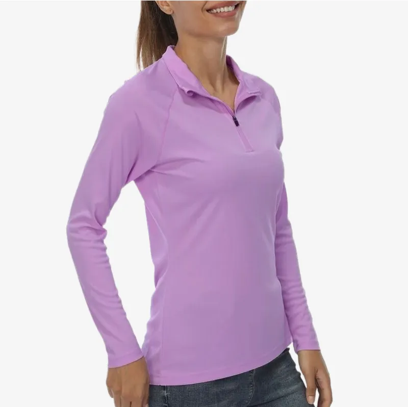 Women's Purple Shirt UPF 50  with Zipper Collar