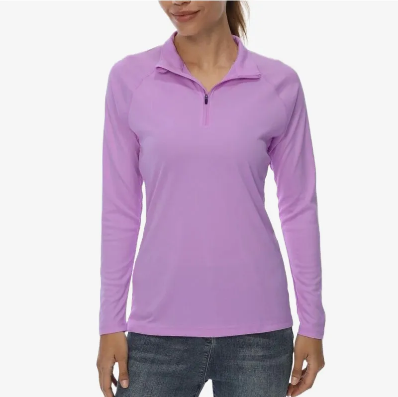 Women's Purple Shirt UPF 50  with Zipper Collar