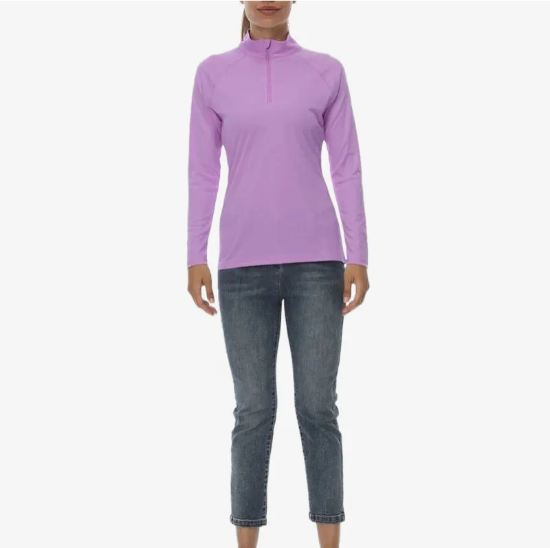 Women's Purple Shirt UPF 50  with Zipper Collar