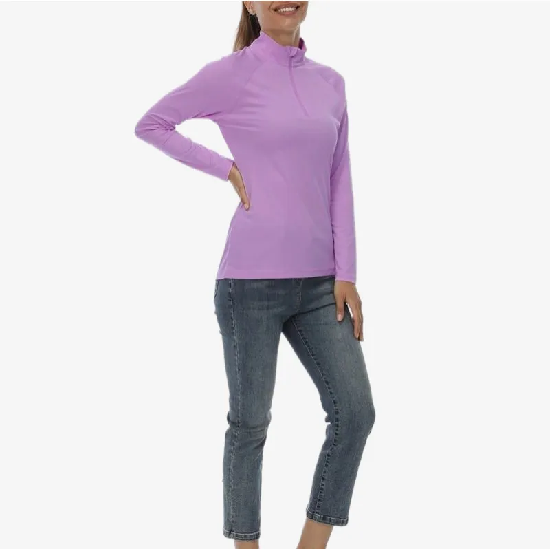 Women's Purple Shirt UPF 50  with Zipper Collar