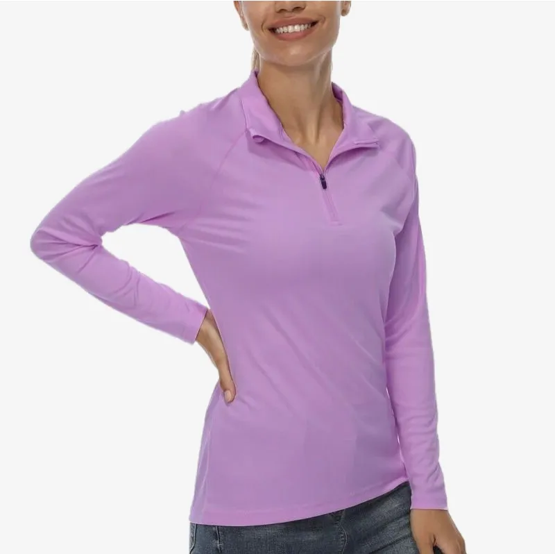 Women's Purple Shirt UPF 50  with Zipper Collar