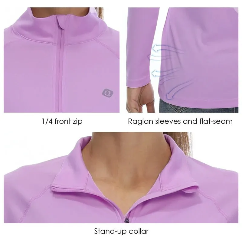 Women's Purple Shirt UPF 50  with Zipper Collar