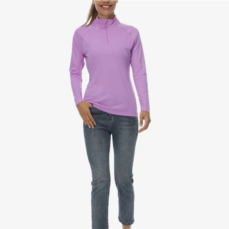 Women's Purple Shirt UPF 50  with Zipper Collar