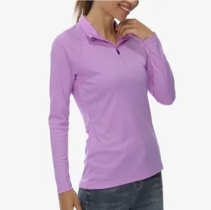 Women's Purple Shirt UPF 50  with Zipper Collar